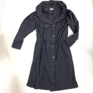 Opening Ceremony Ruffle Collar Black Longline Rain Coat XS